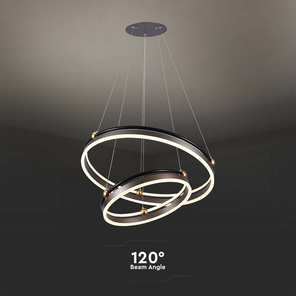 50W LED Designer Hanging Lamp Double Ring 3000K Coffee Body img 2