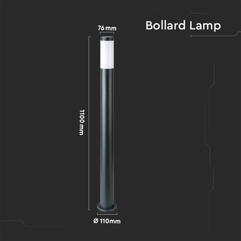 E27 Bollard Lamp 80CM With Sensor Stainless Steel Body Grey IP44