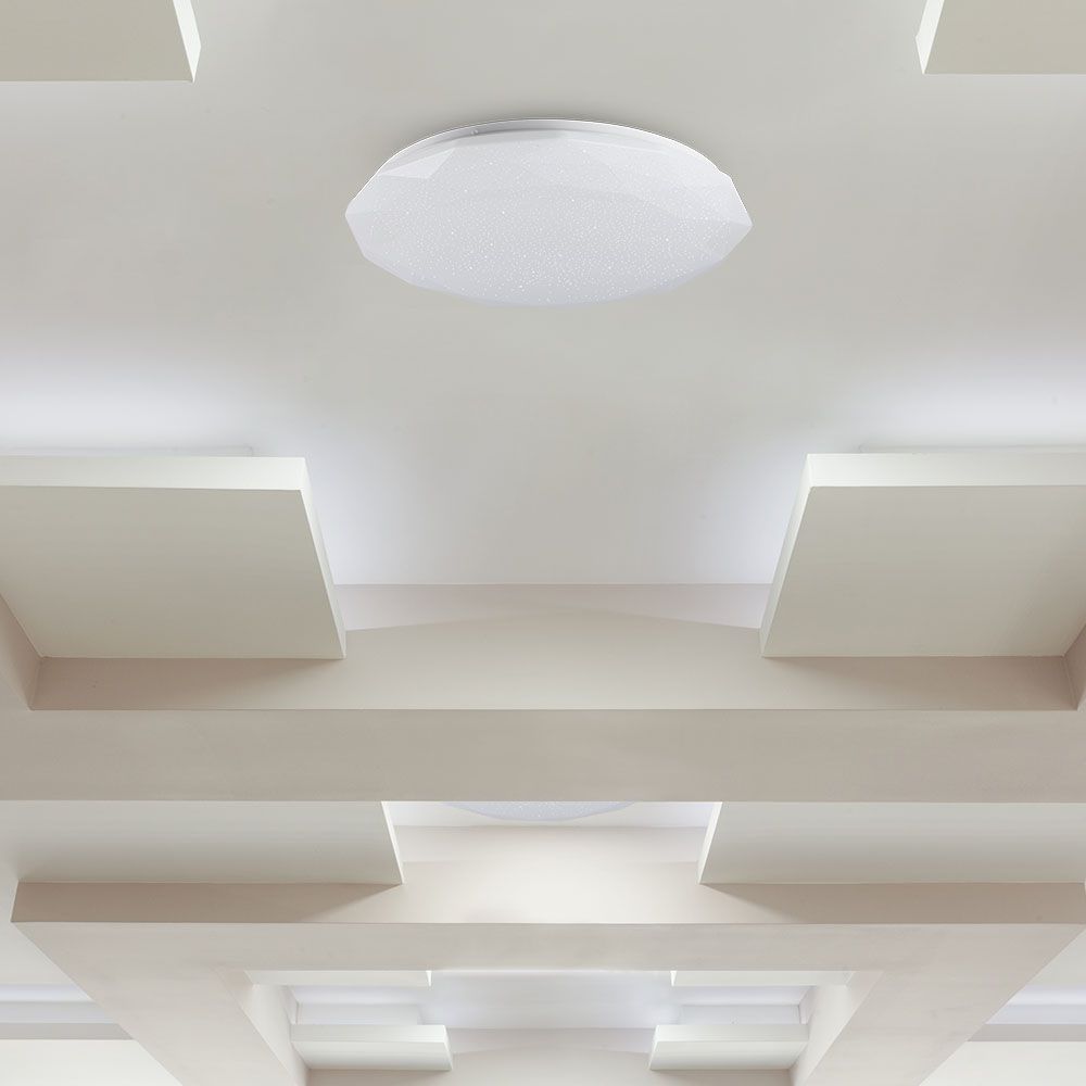 Plafoniera LED Rotonda con Telecomando Cambia Colore 3 in 1 a Diamante d: 500mm h: 75mm Dimmerabile