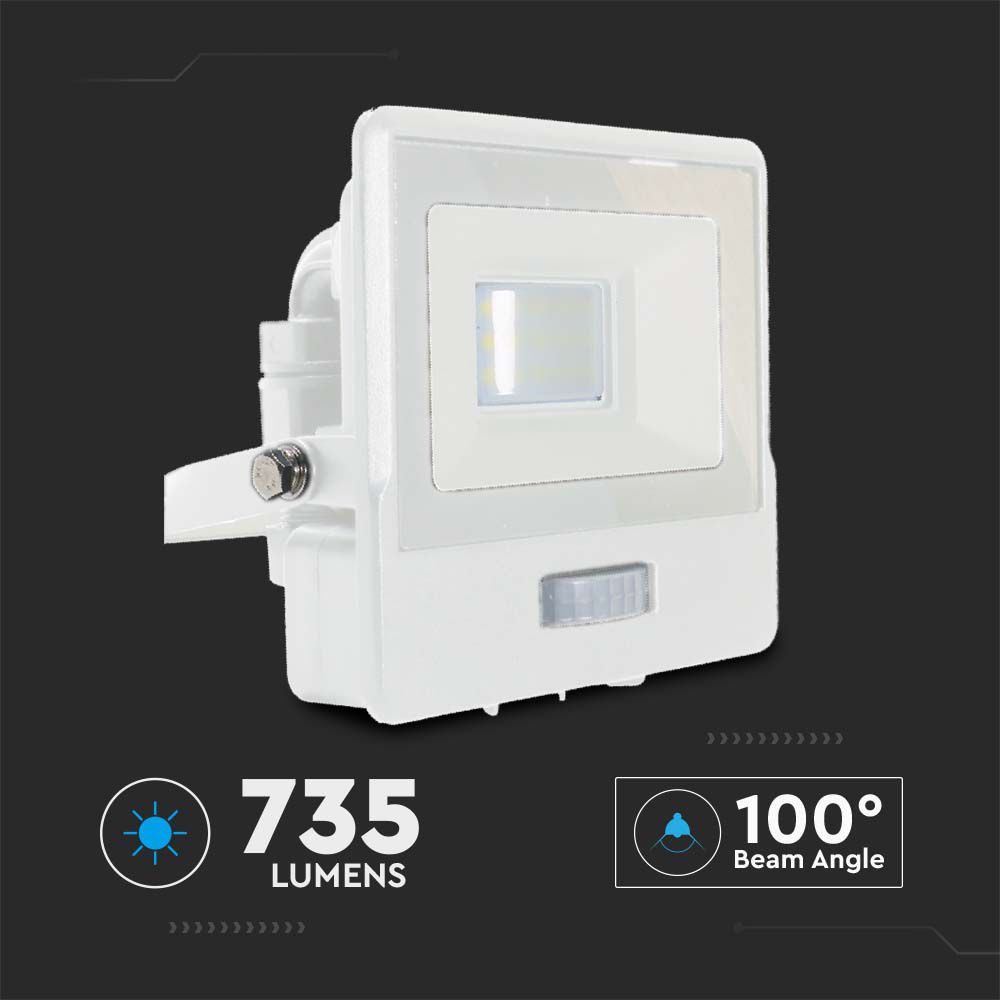10W LED PIR Sensor Floodlight SAMSUNG CHIP White Body 6400K img 6