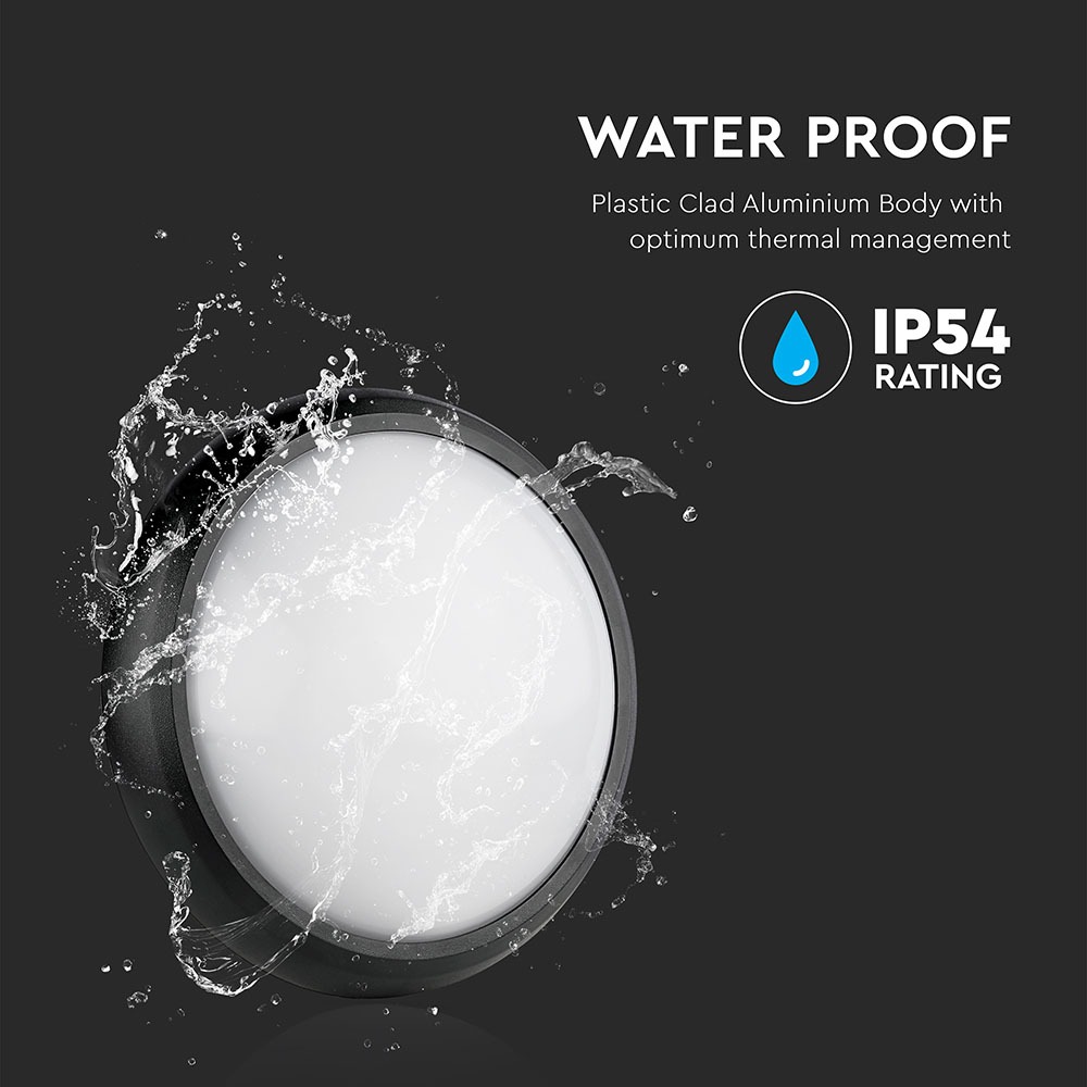 12W Plafoniera Corpo nero Rotonda Bianco caldo IP54 img 3