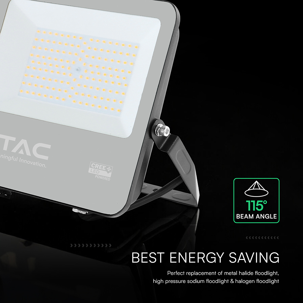 100W LED Floodlight CREE CHIP Black Body Grey Glass 4000K 135LM/W img 2