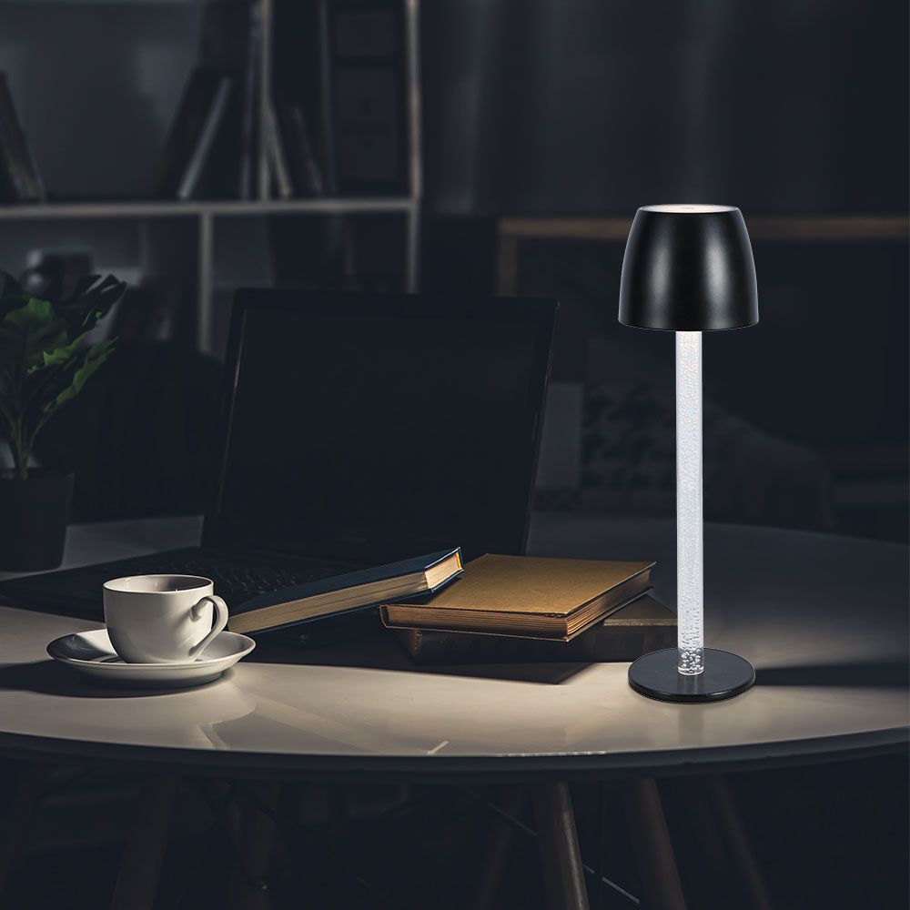 3W LED Table Lamp - Transparent Pole 3000K Black Body