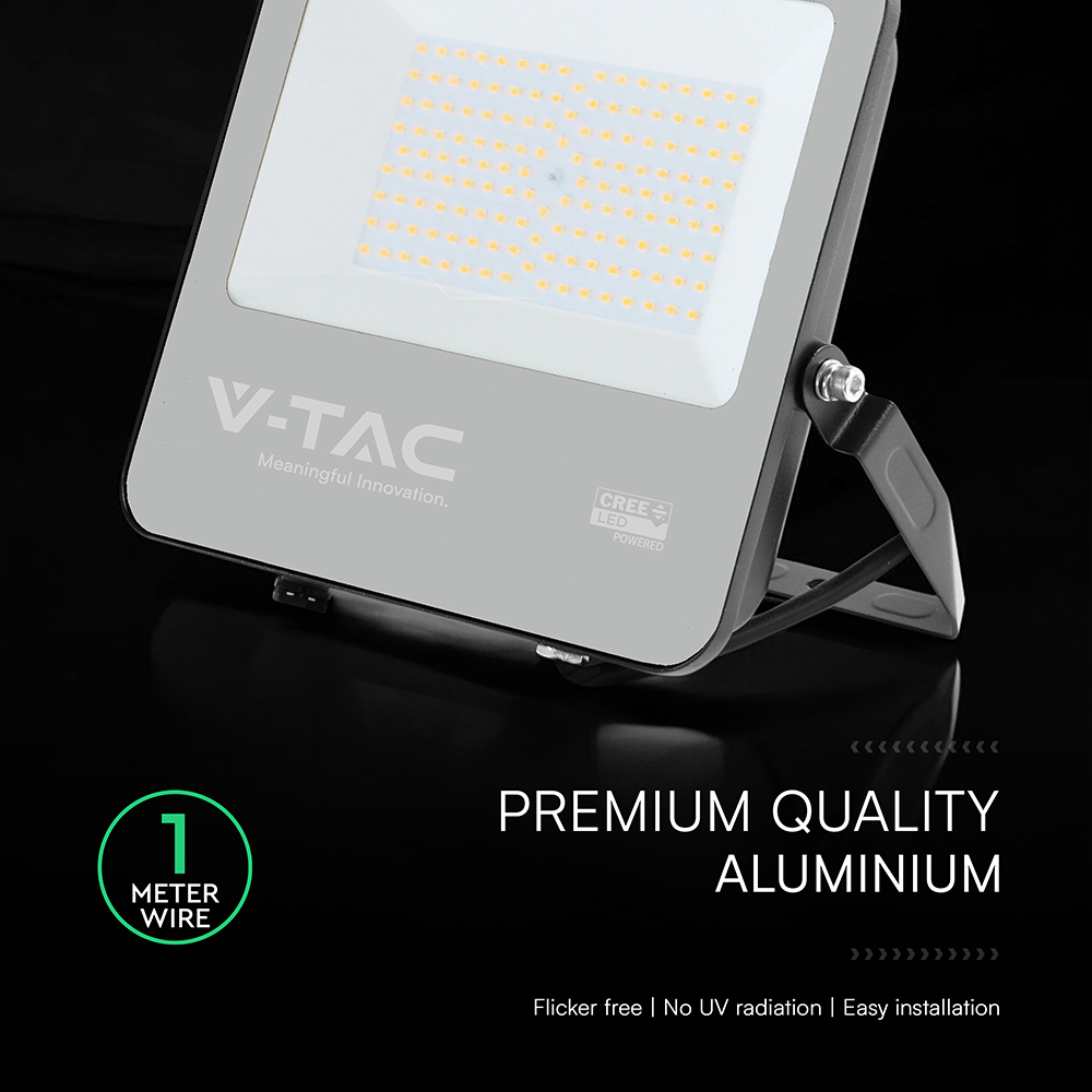 100W LED Floodlight CREE CHIP Black Body Grey Glass 4000K 135LM/W img 4