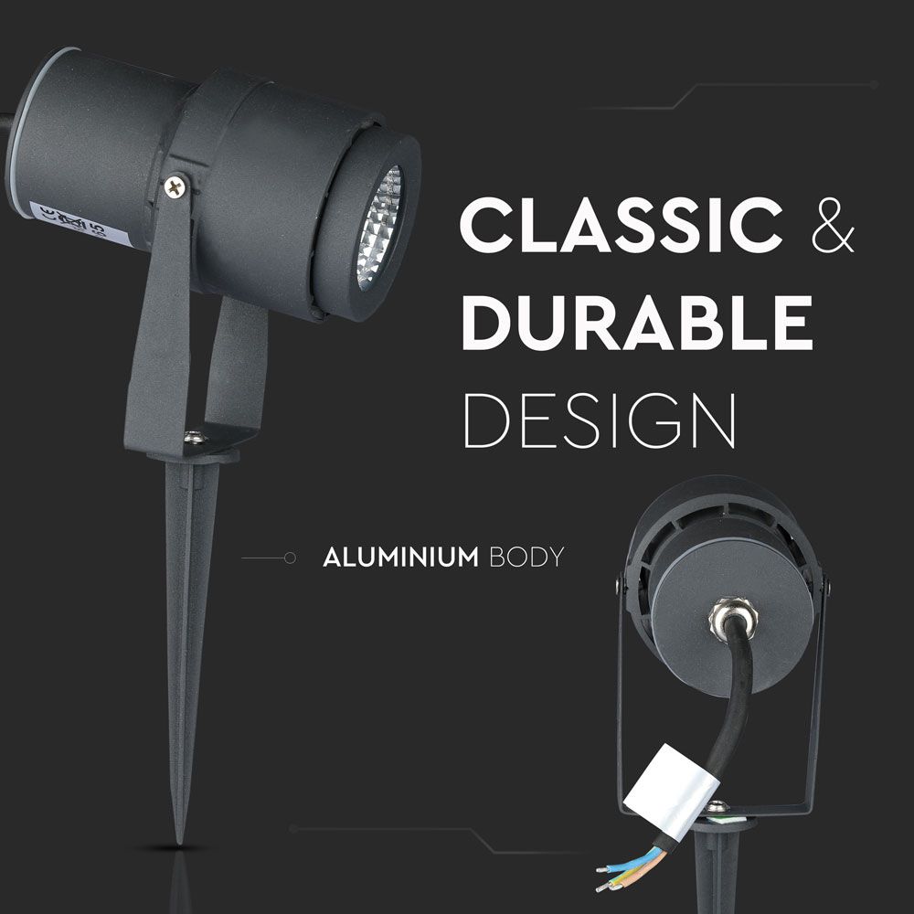 12W LED Garden Spike Lamp Grey Body 4000K img 2