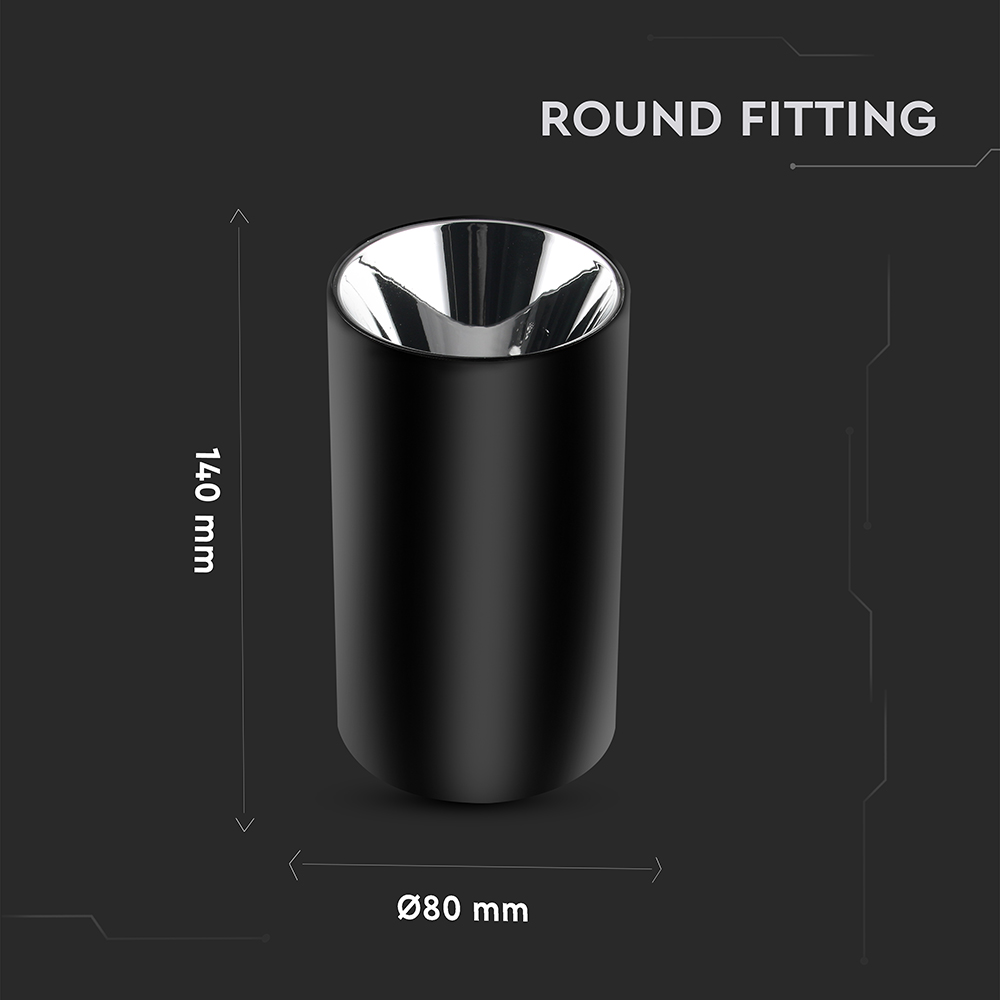 GU 10 Fitting Round Black + Chrome