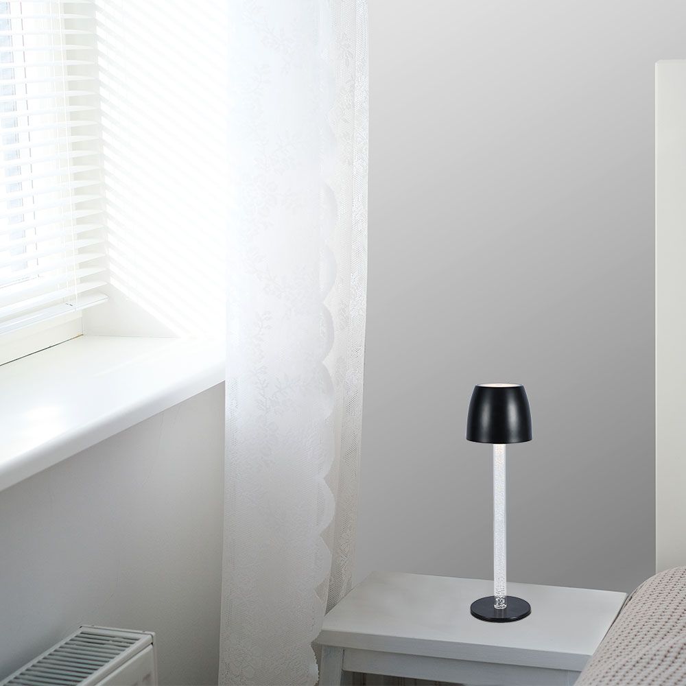 3W LED Table Lamp - Transparent Pole 3000K Black Body img 1