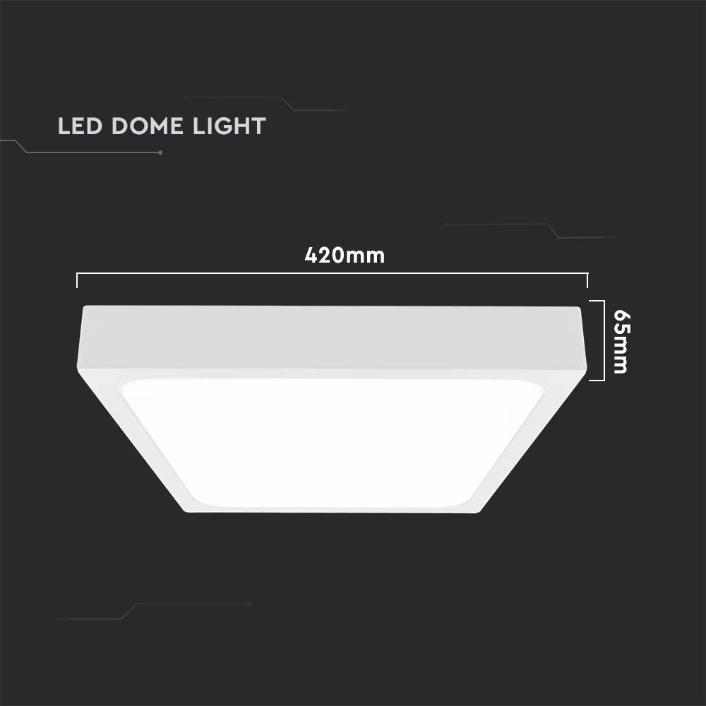 30W LED Dome Light Square White Frame 6400K IP44
