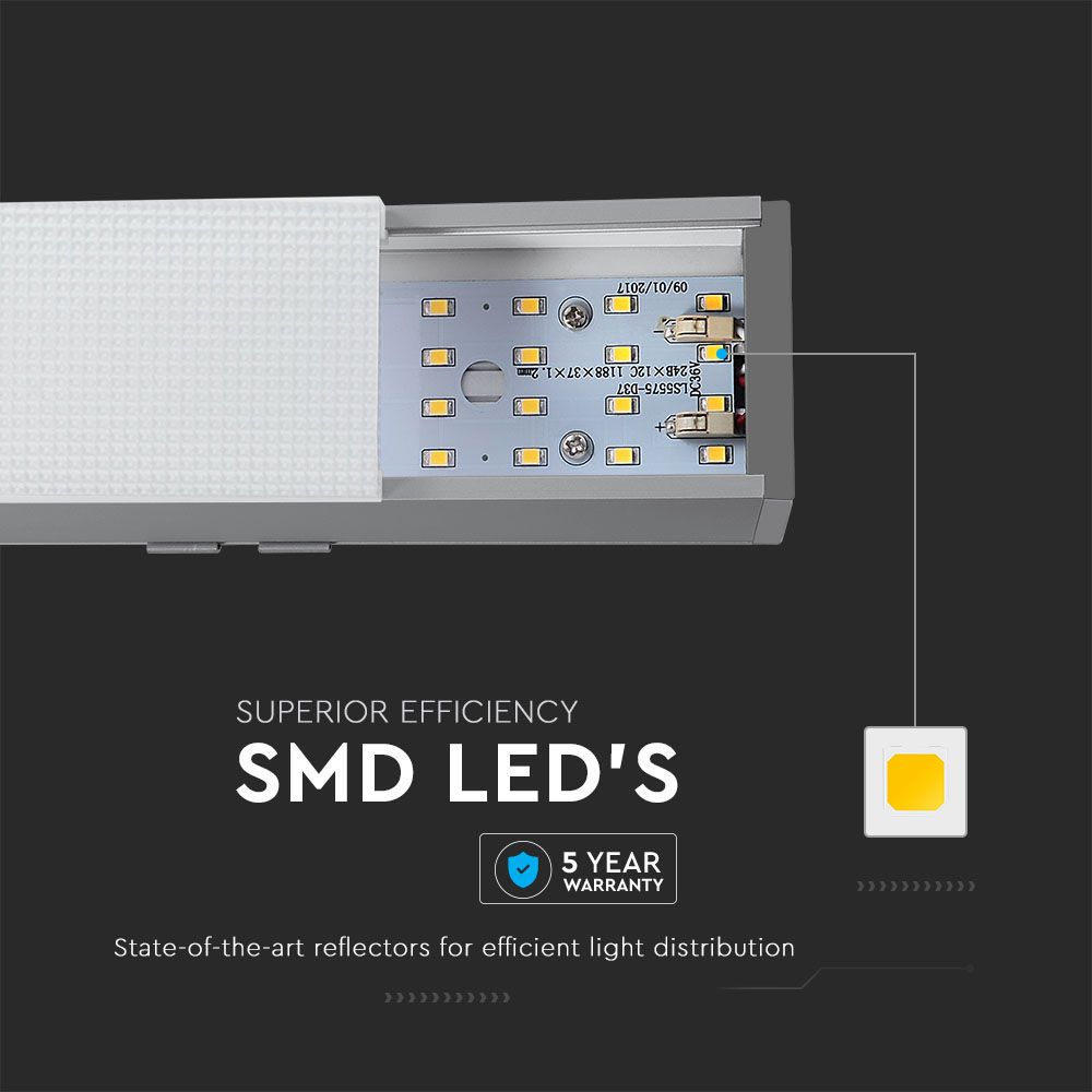 LED Linear Light SAMSUNG CHIP - 40W Hanging Suspension Silver Body 4000K 1200x50x65mm img 1