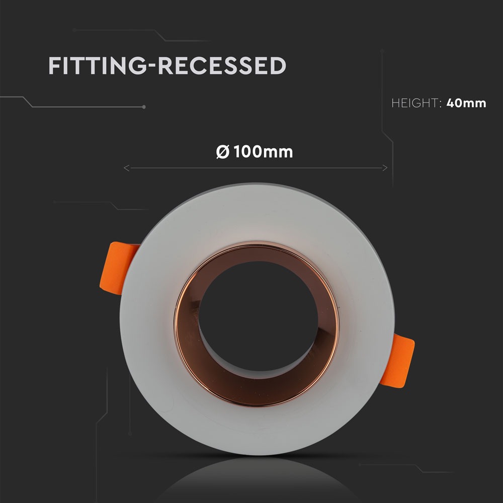 GU10 Fitting Concrete Metal Grey Recessed Light Rose Gold Rotondo