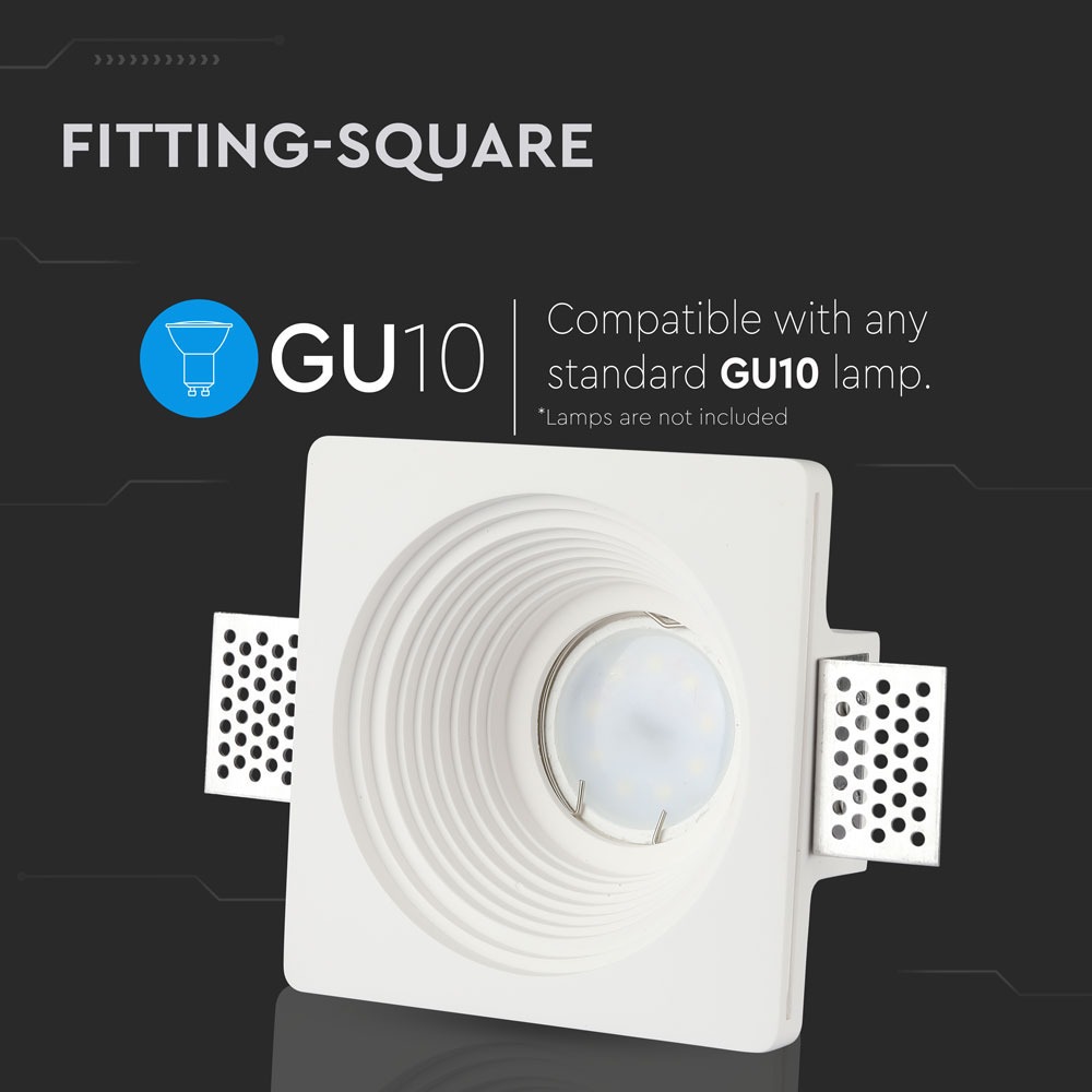 GU10 Fitting Gesso White Recessed Light Rotondo