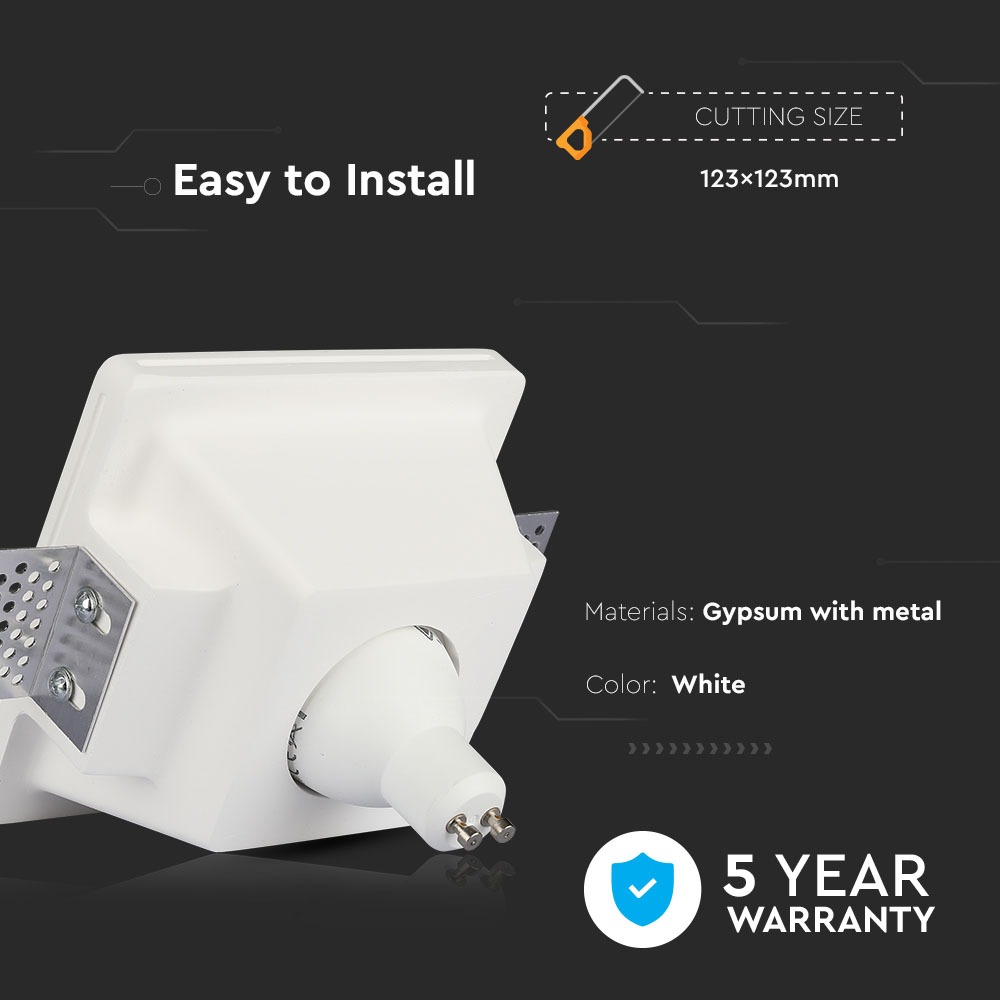 GU10 Fitting Gesso White Recessed Light Rotondo img 1