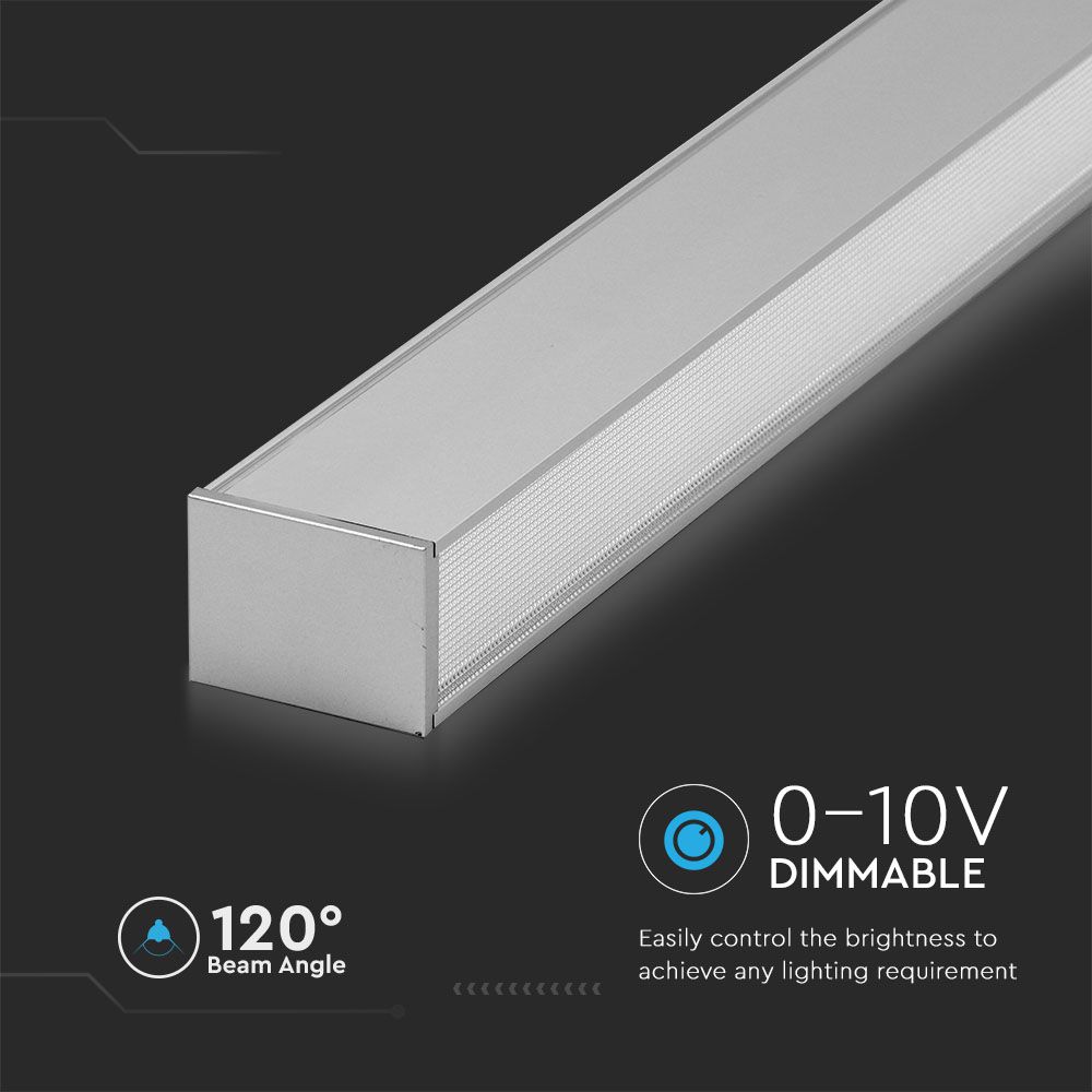 LED Linear Light SAMSUNG CHIP - 40W Hanging Suspension Silver Body 4000K 1200x50x65mm img 2