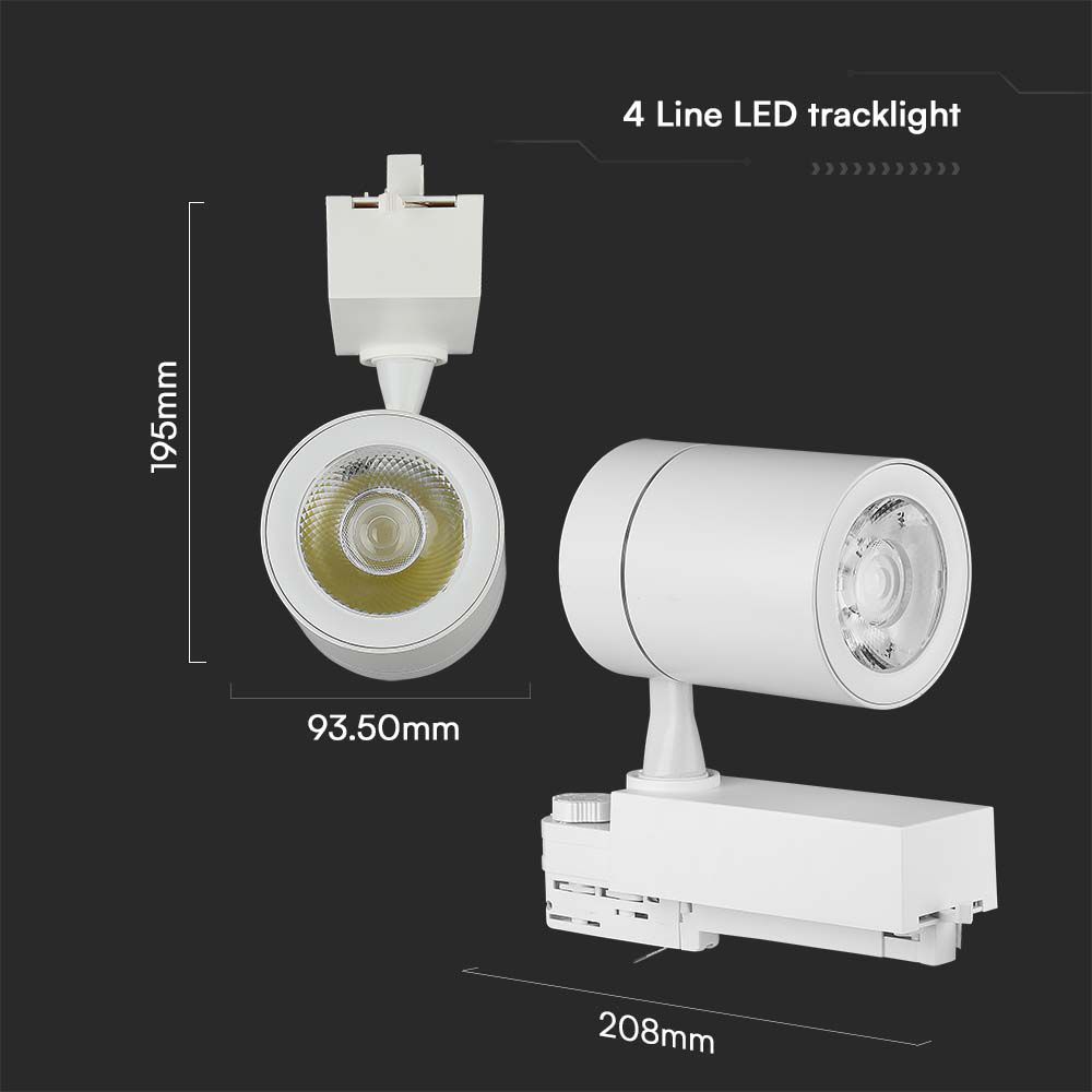 35W LED Track Light White Body 3000K
