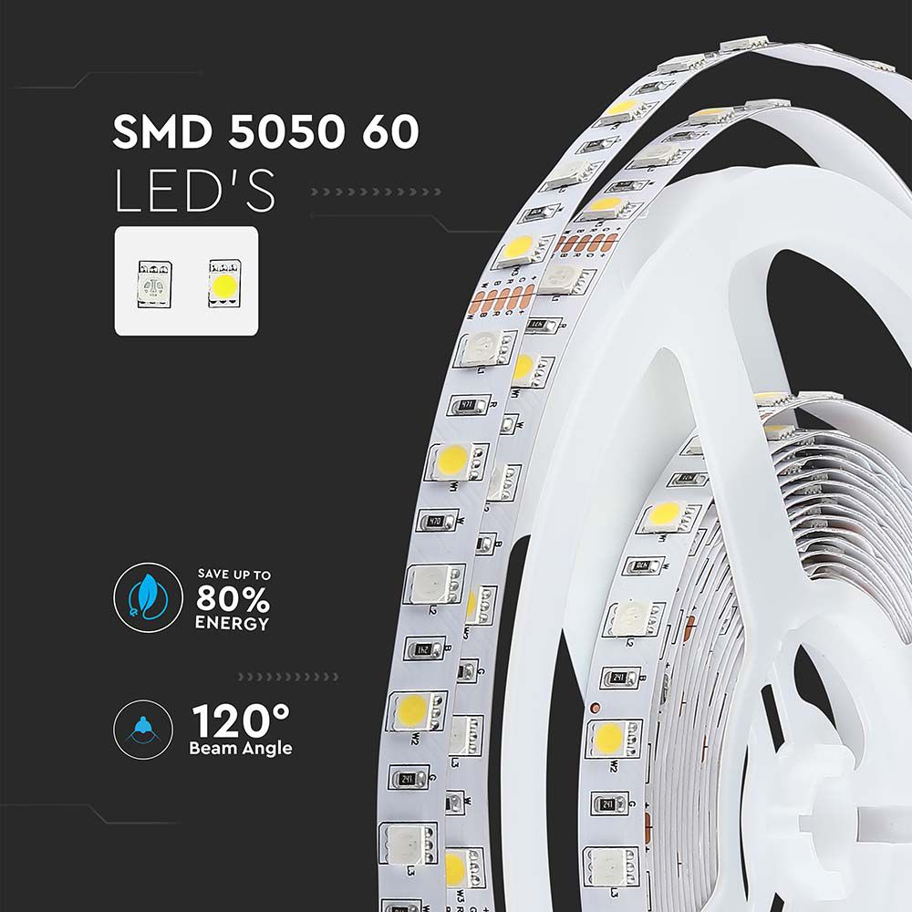 LED Strip 5050 - 60 LEDs 12V IP20 RGB + 3000K img 1