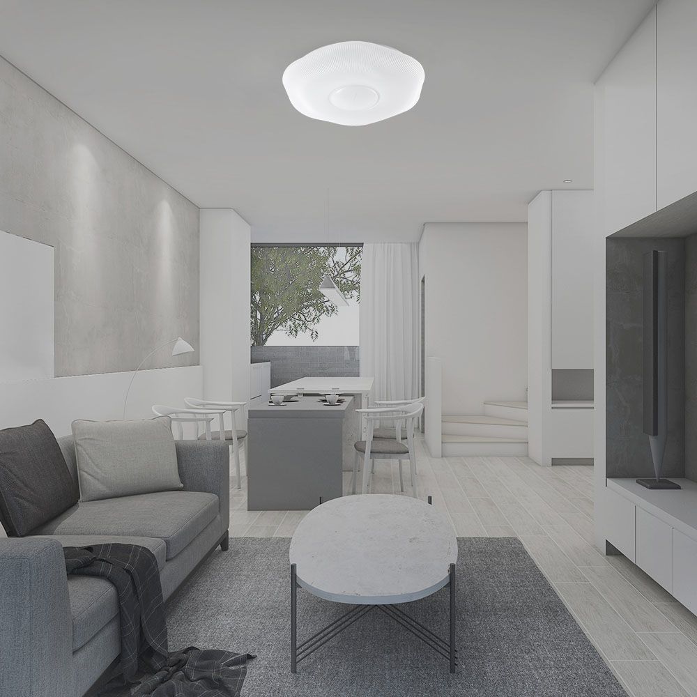 Plafoniera LED 60W Rotonda con Telecomando controllo Remoto CCT 3in1 Colore Bianco D500mm Dimmerabile 3000-6500K Cover Zigrinata