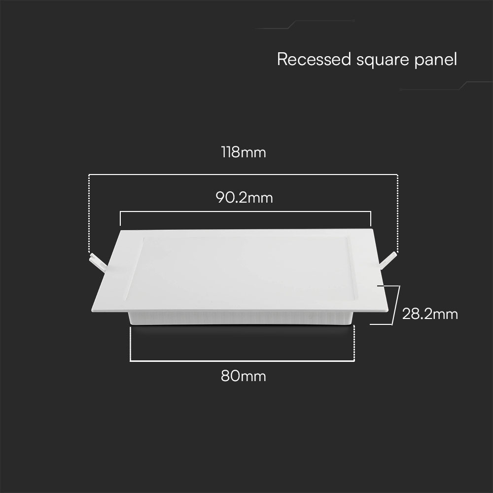 3W LED Backlit Recessed Panel - Square 6500K