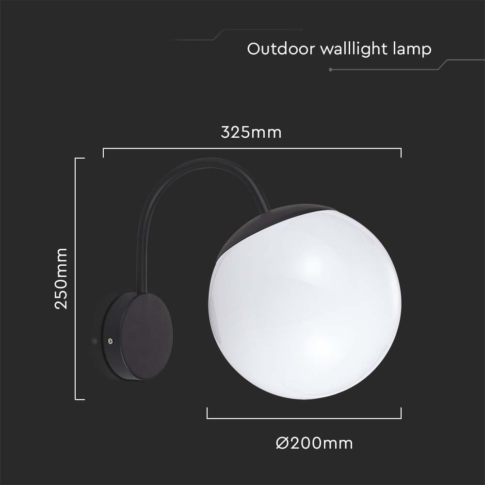 Lampada led da muro Matt Nera Opal Plastica Palla in alto