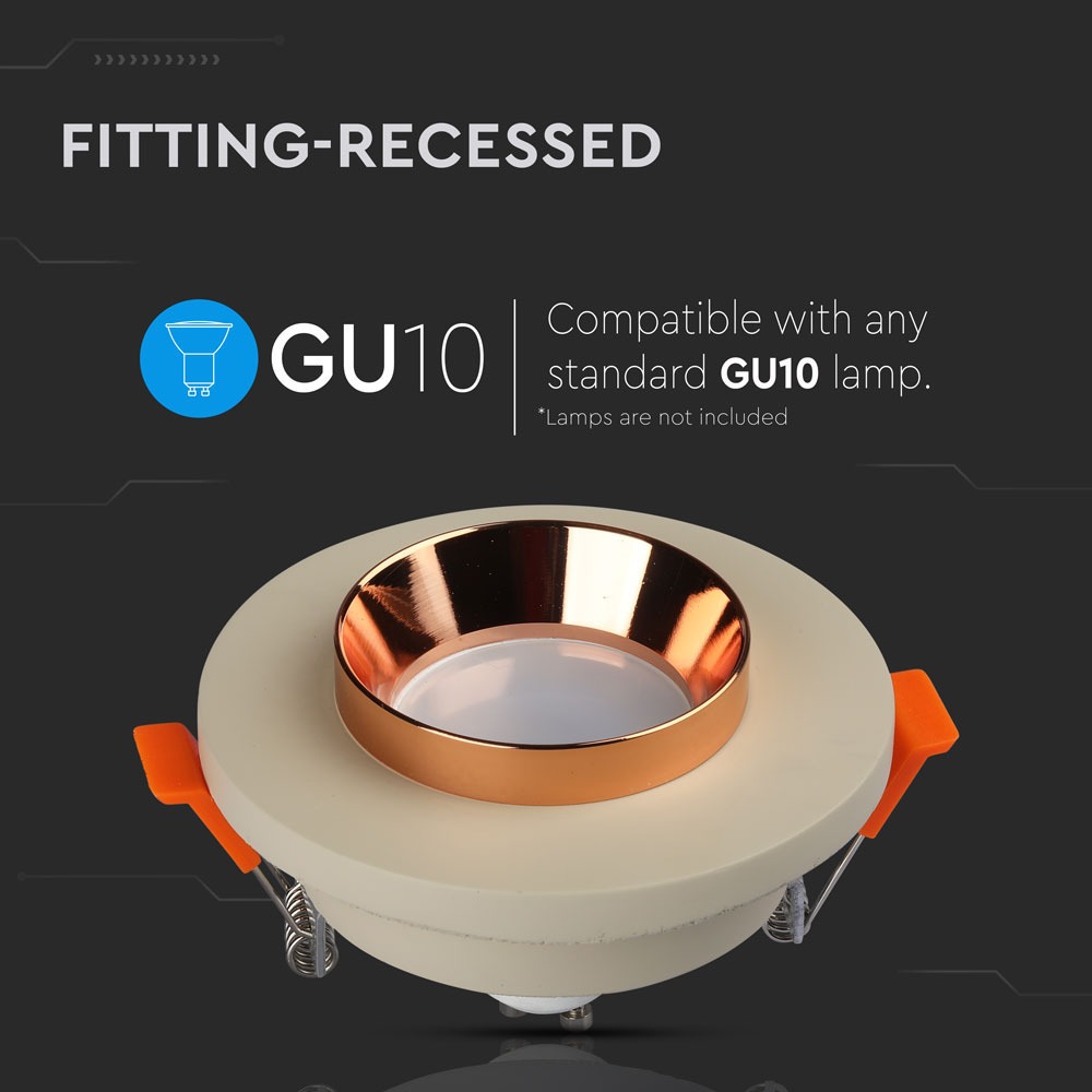GU10 Fitting Concrete Metal Off White Recessed Light Matt Rose Gold Rotondo