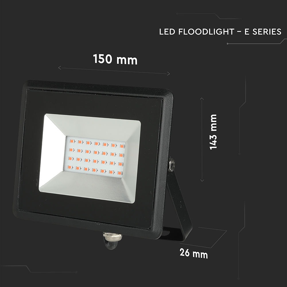 20W LED Proiettore SMD E-Series Corpo Nero Rosso IP65