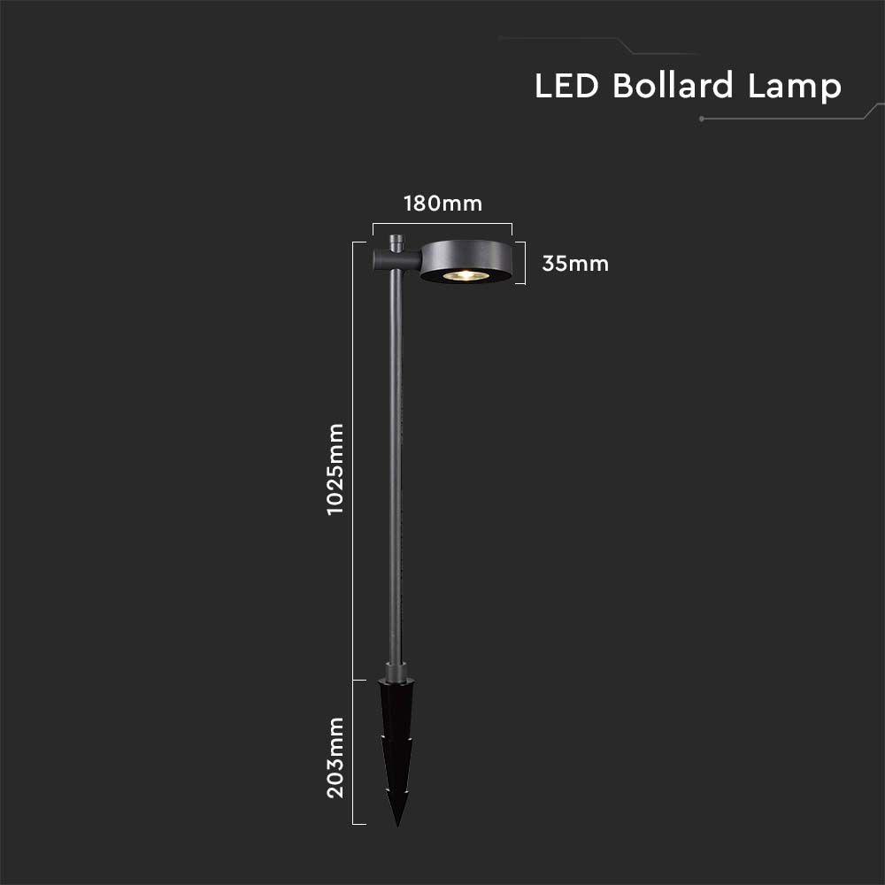 Lampada LED da Giardino 6W con Doppio Fissaggio a Terra Colore Nero h:102cm 4000K IP65