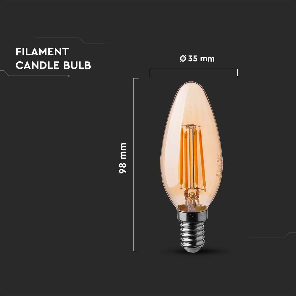 4W Filament E14 Amber Cover Candle Bulb 2200K