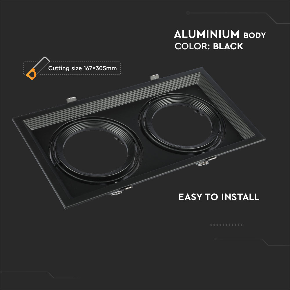 Plafoniere aperte 2xAR111 Nero