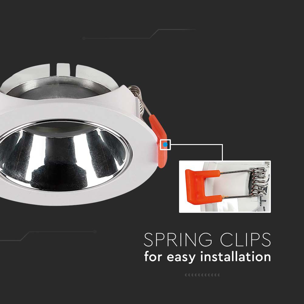 GU10 Fitting Round White Frame + Chrome Reflector img 1