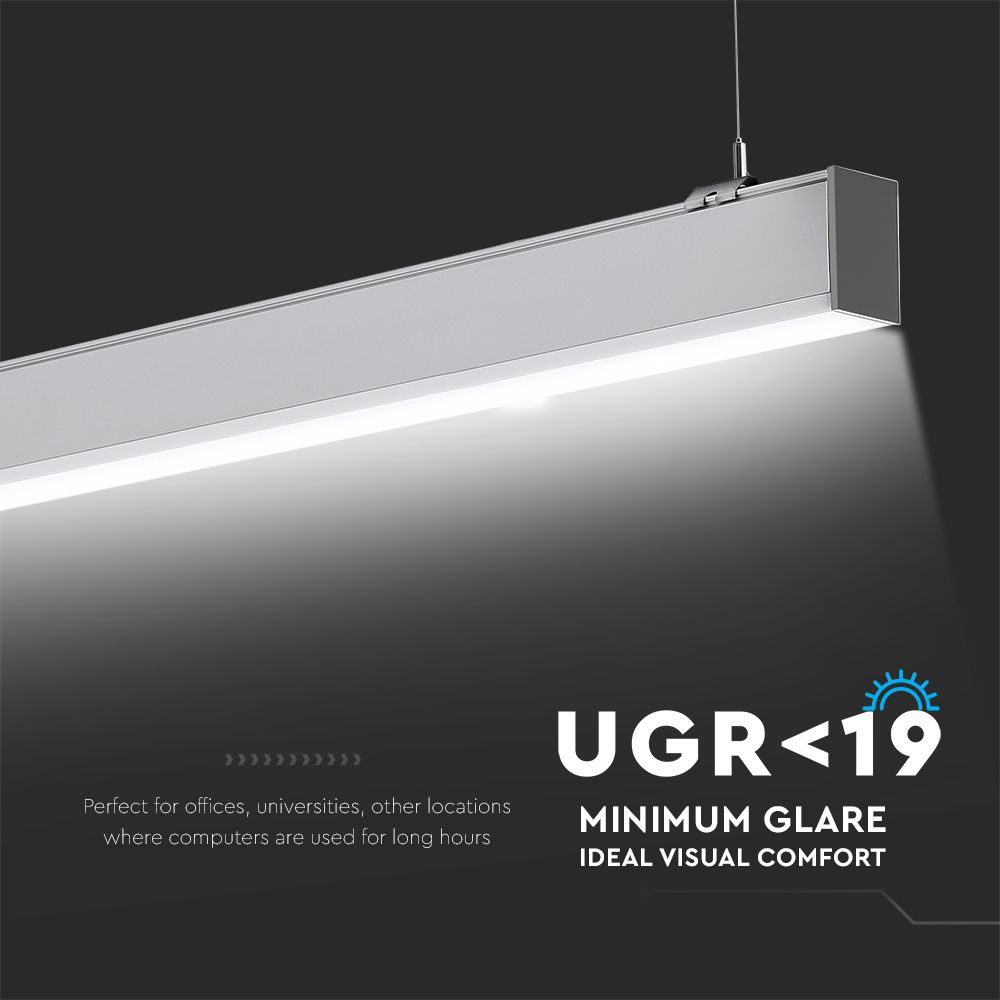 LED Linear Light SAMSUNG CHIP - 40W Hanging Suspension Silver Body 4000K 1200x50x65mm img 4