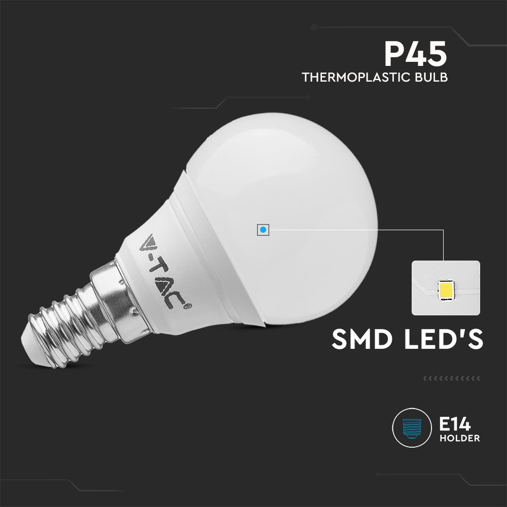 LED Bulb - 4.5W E14 P45 6400K 3PCS PACK