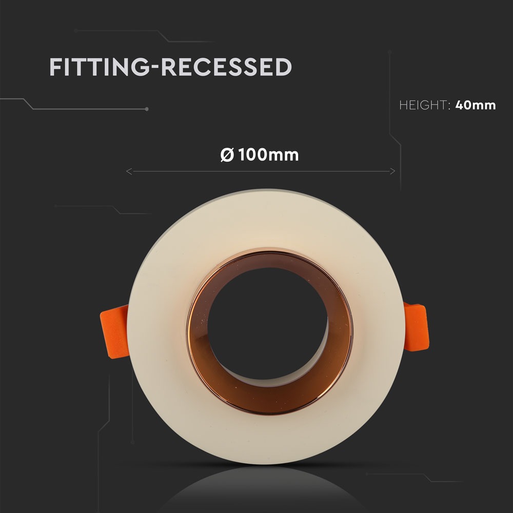 GU10 Fitting Concrete Metal Off White Recessed Light Matt Rose Gold Rotondo