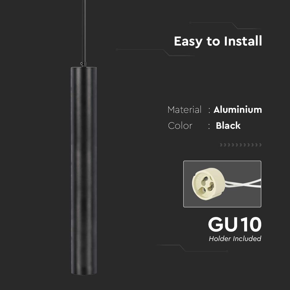 1*GU10 Hanging Pendant Black D 60*500MM img 1
