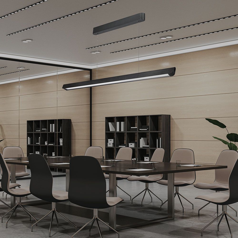 36W LED Linear Hanging Suspension Light Diffuser Plate Type-CCT:3IN1 - Black