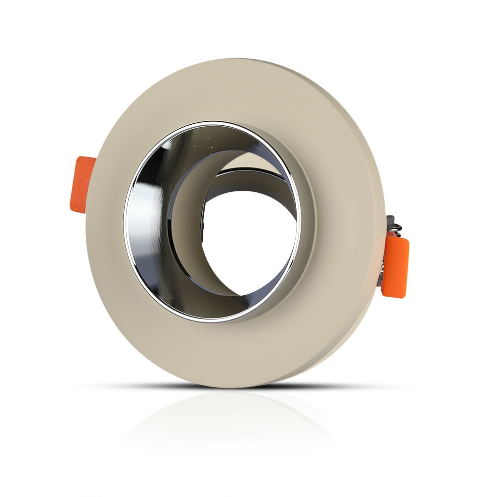 GU10 Fitting Concrete Metal Off White Recessed Light Chrome Rotondo