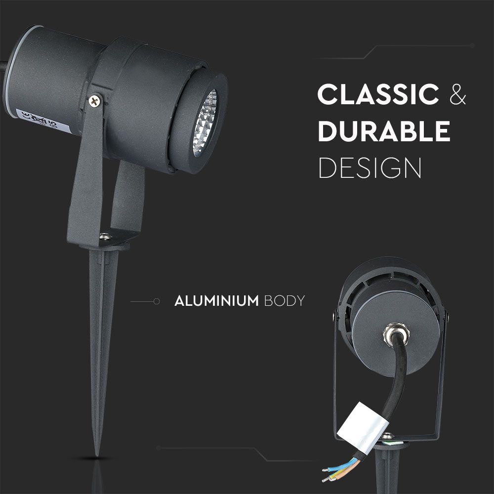 12W LED Garden Spike Lamp Grey Body 3000K img 2