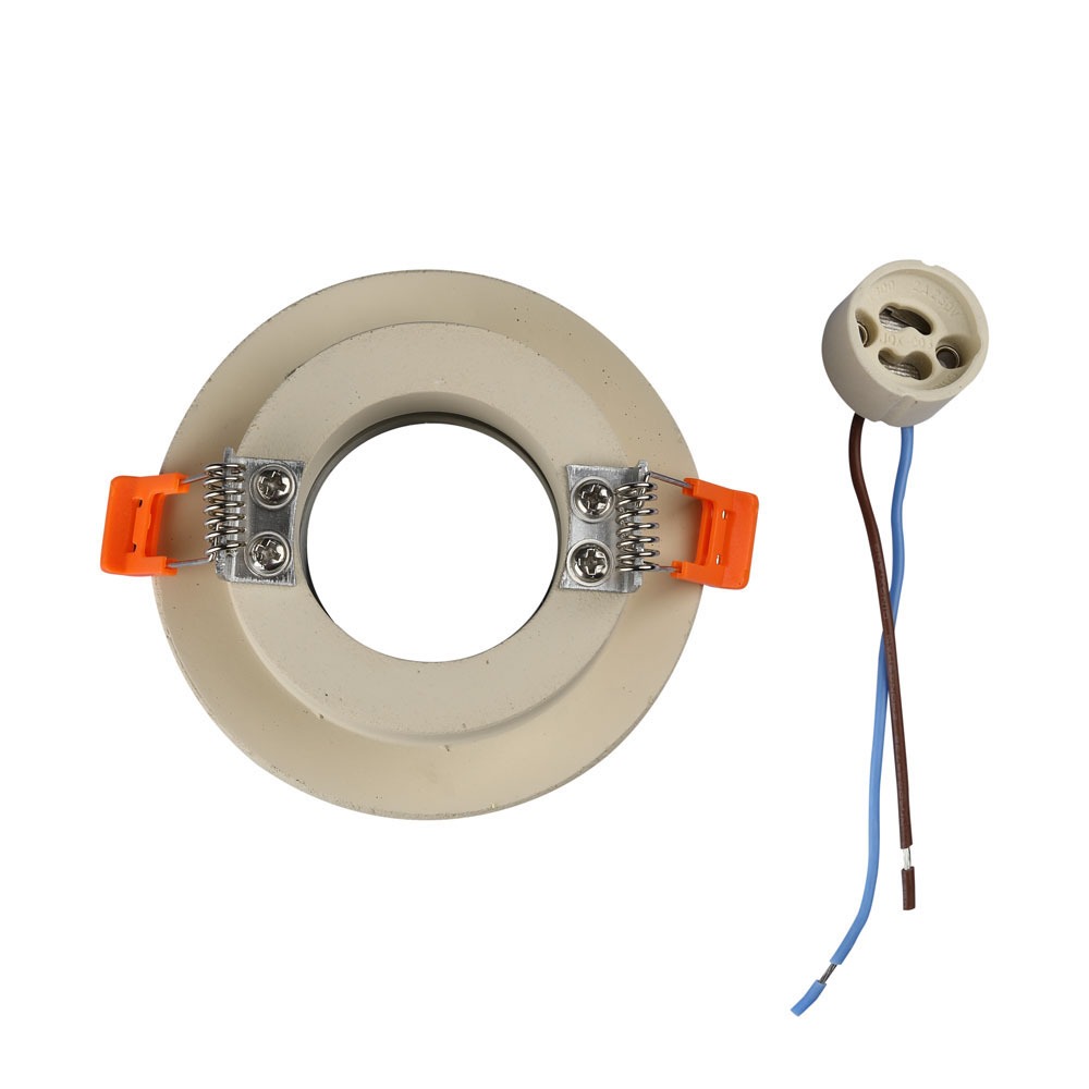 GU10 Fitting Concrete Metal Off White Recessed Light Chrome Rotondo img 3