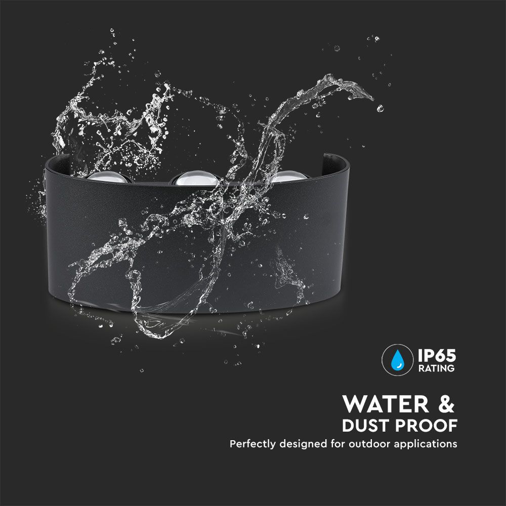 6W LED Wall Light Sand Black IP54 3000K img 2