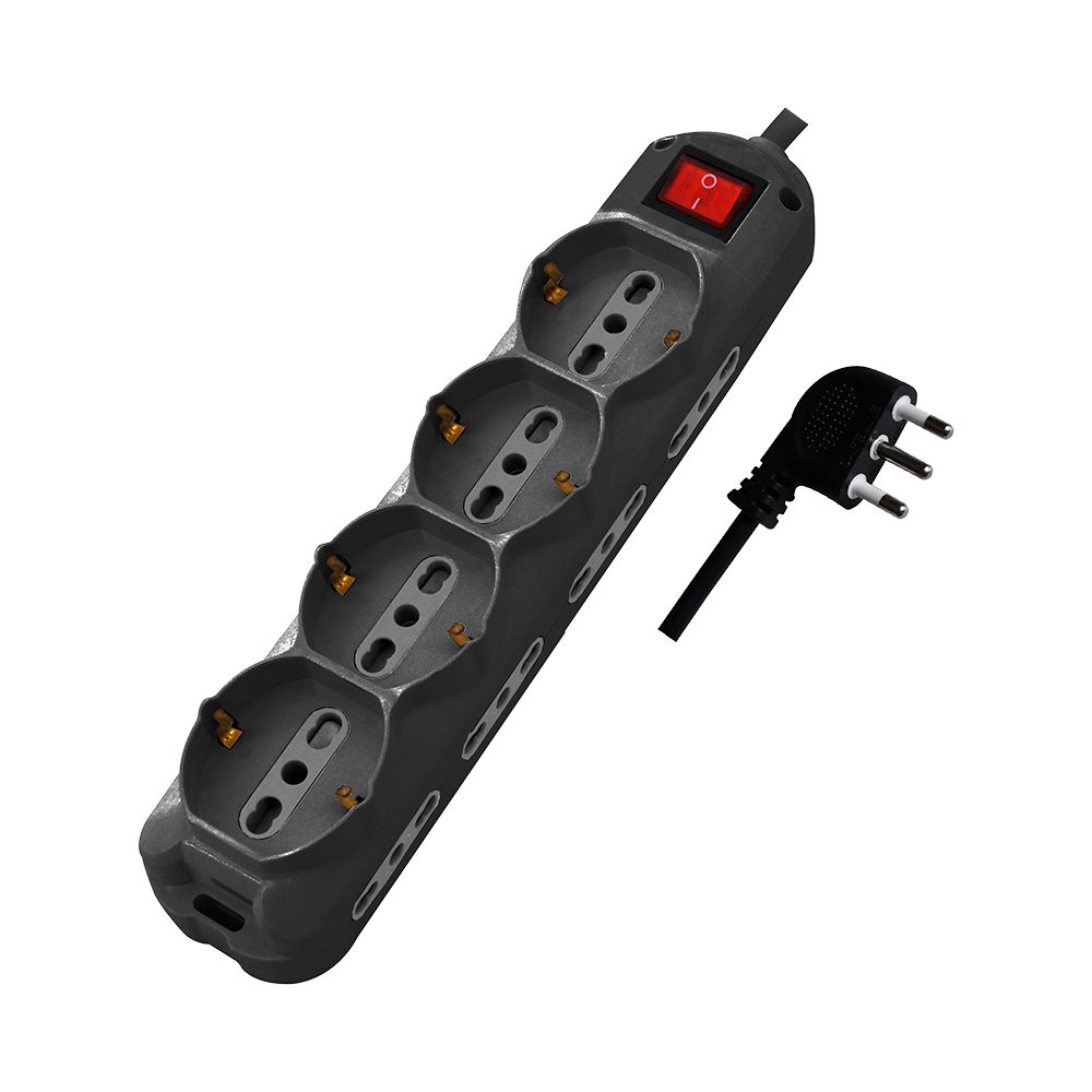 8 Prese 2PT 10/16A Bipasso  4 Prese 10/16A Bipasso/Schuko Con Interruttore Luminoso 250V~Max:3500W Cavo H05VV-F 3G1.0mmX1.5m Con Spina 16A 2PT Nero