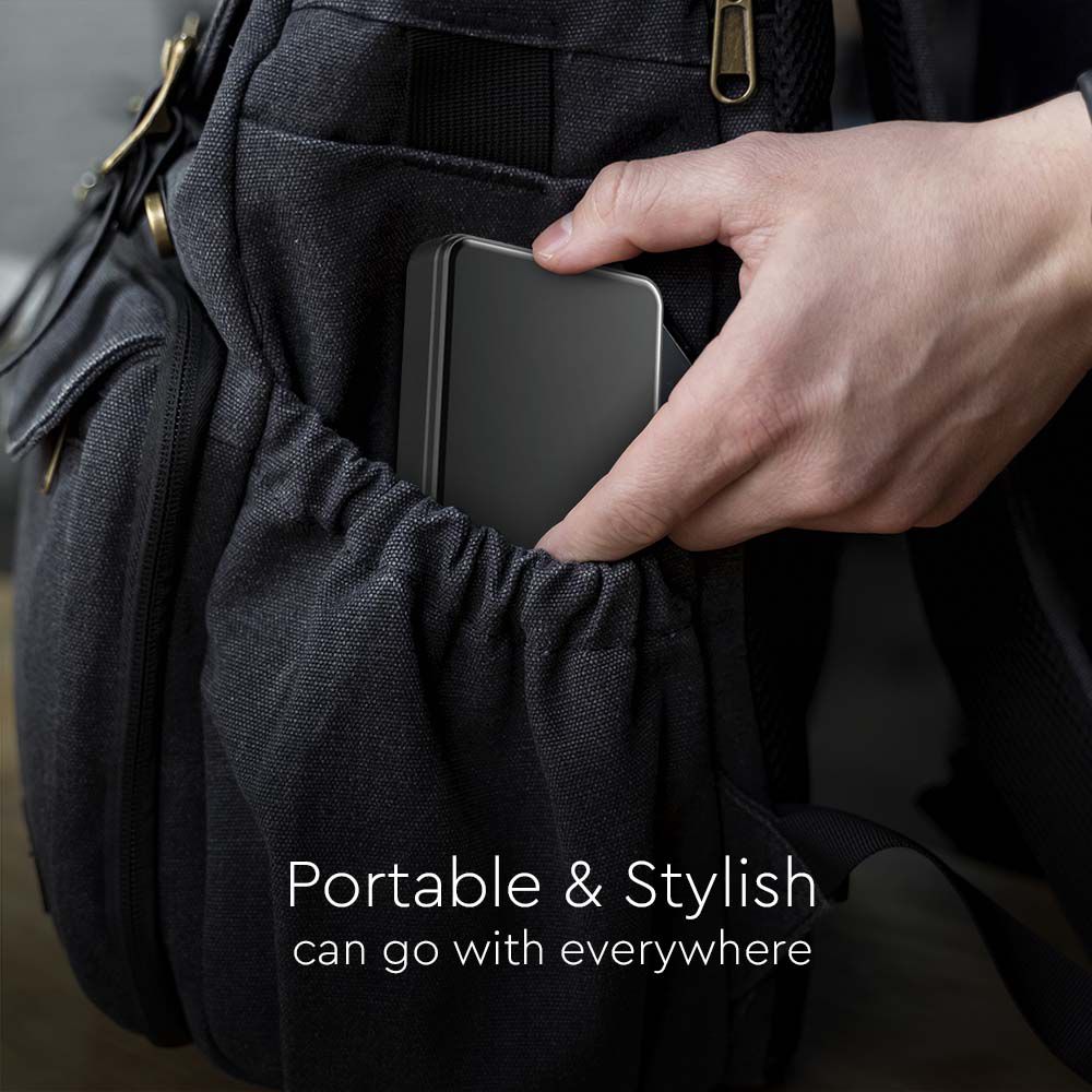 Power Bank 5000 mAh 9mm ultra sottile MagSafe in lega di alluminio magnetico con Display e Ricarica Wireless Colore Grigio img 2