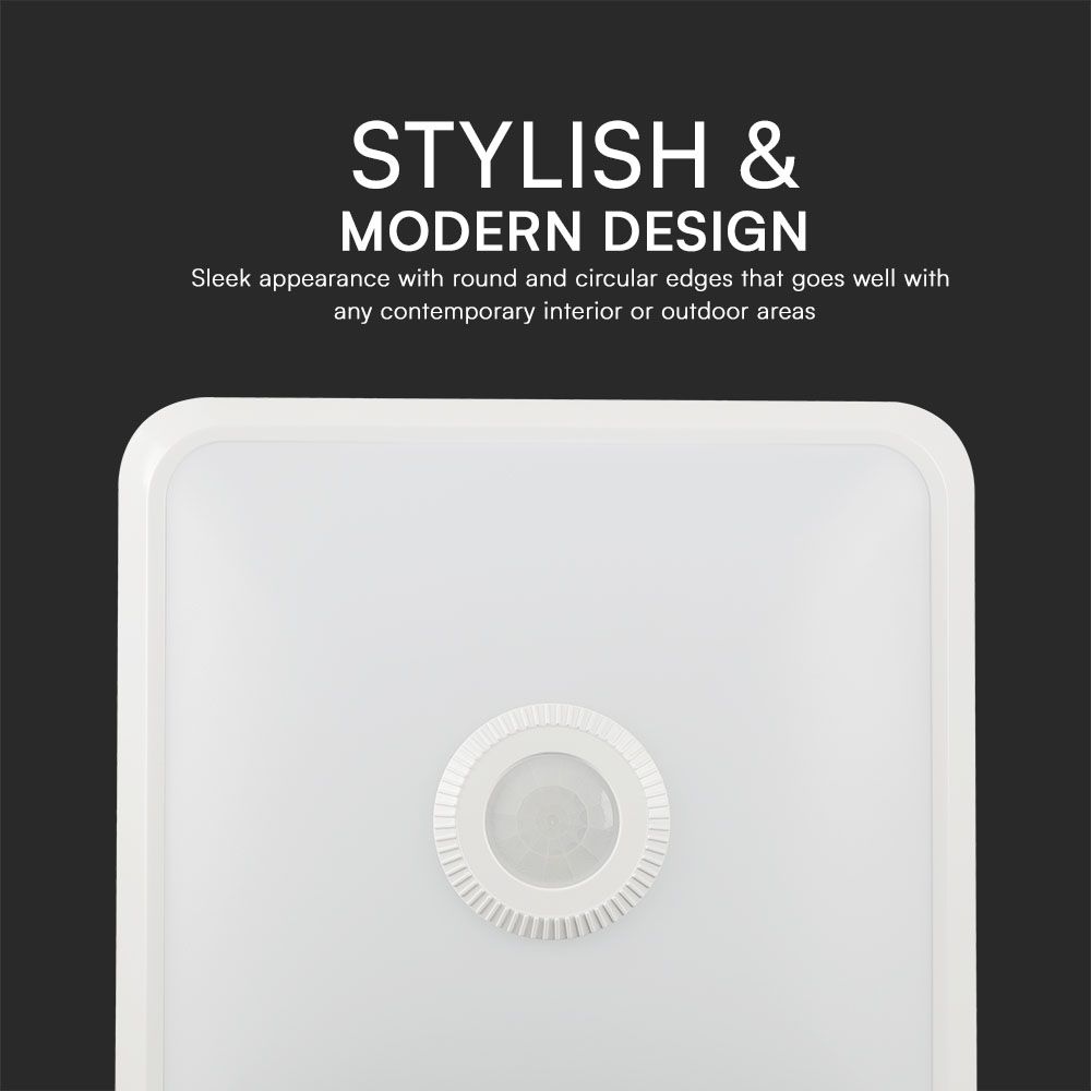 12W LED PIR Sensor Lamp SAMSUNG CHIP 3IN1 Square White Body