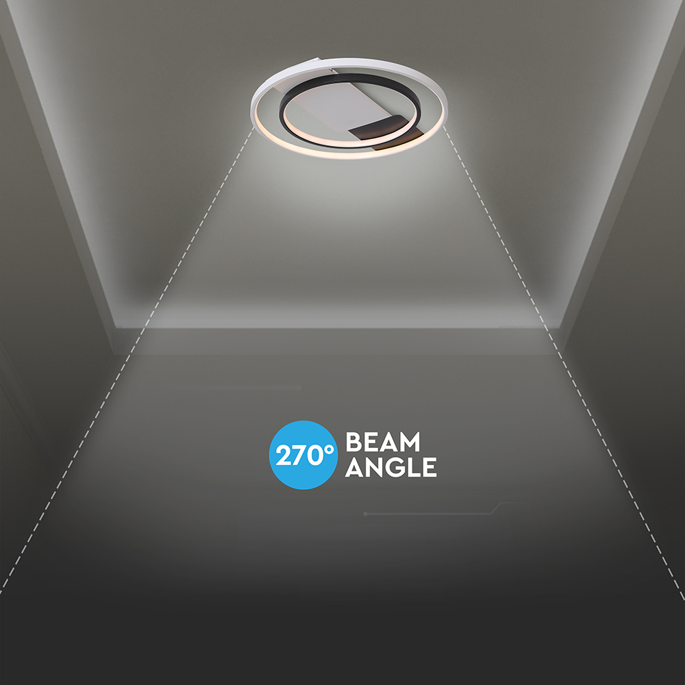 36W LED Decorative Ceiling Lamp (f505*50mm) CCT3IN1 White+Black With IR Remote Control