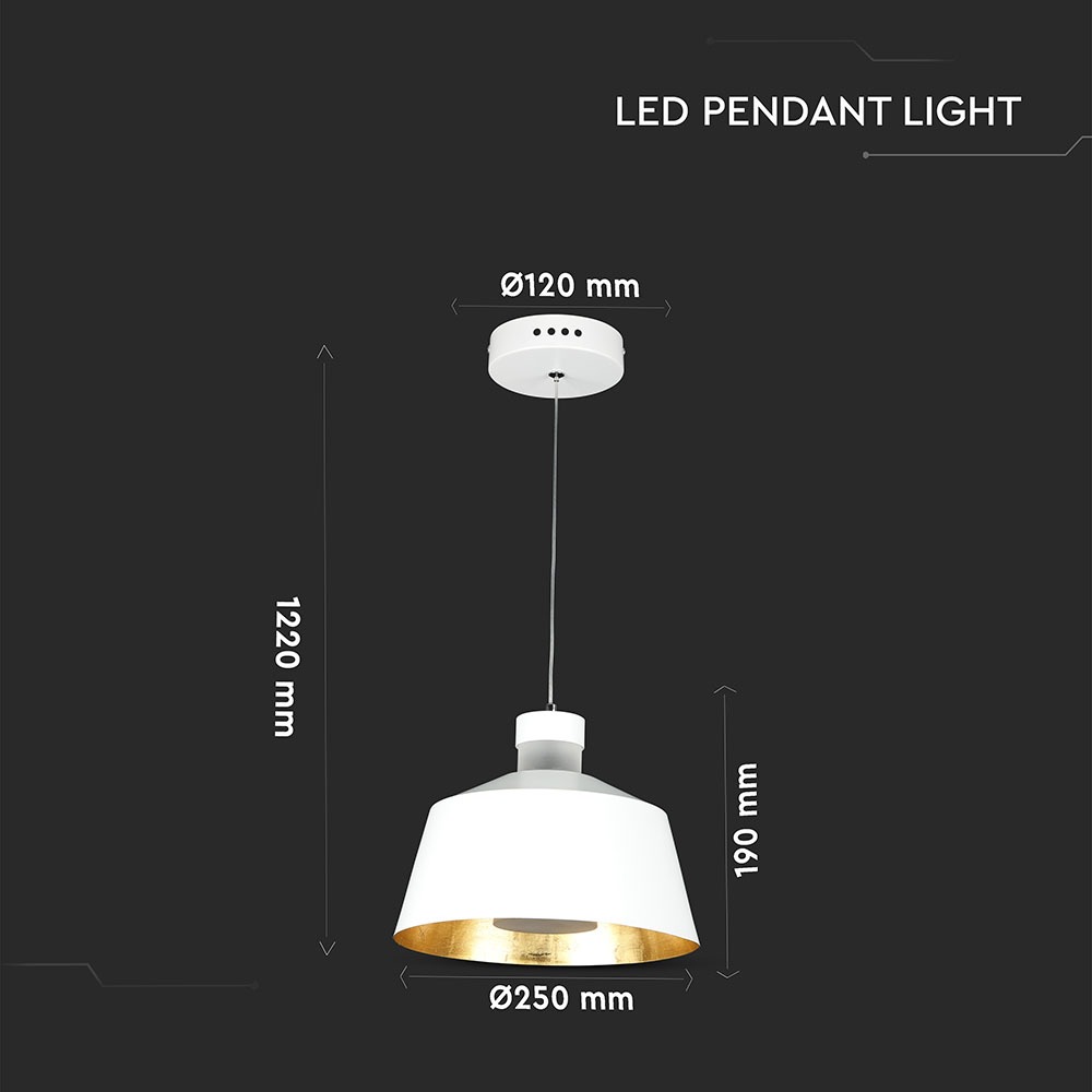 7W LED Lampadario (Acrylico) White Lamp Shade 250 Bianco Naturale