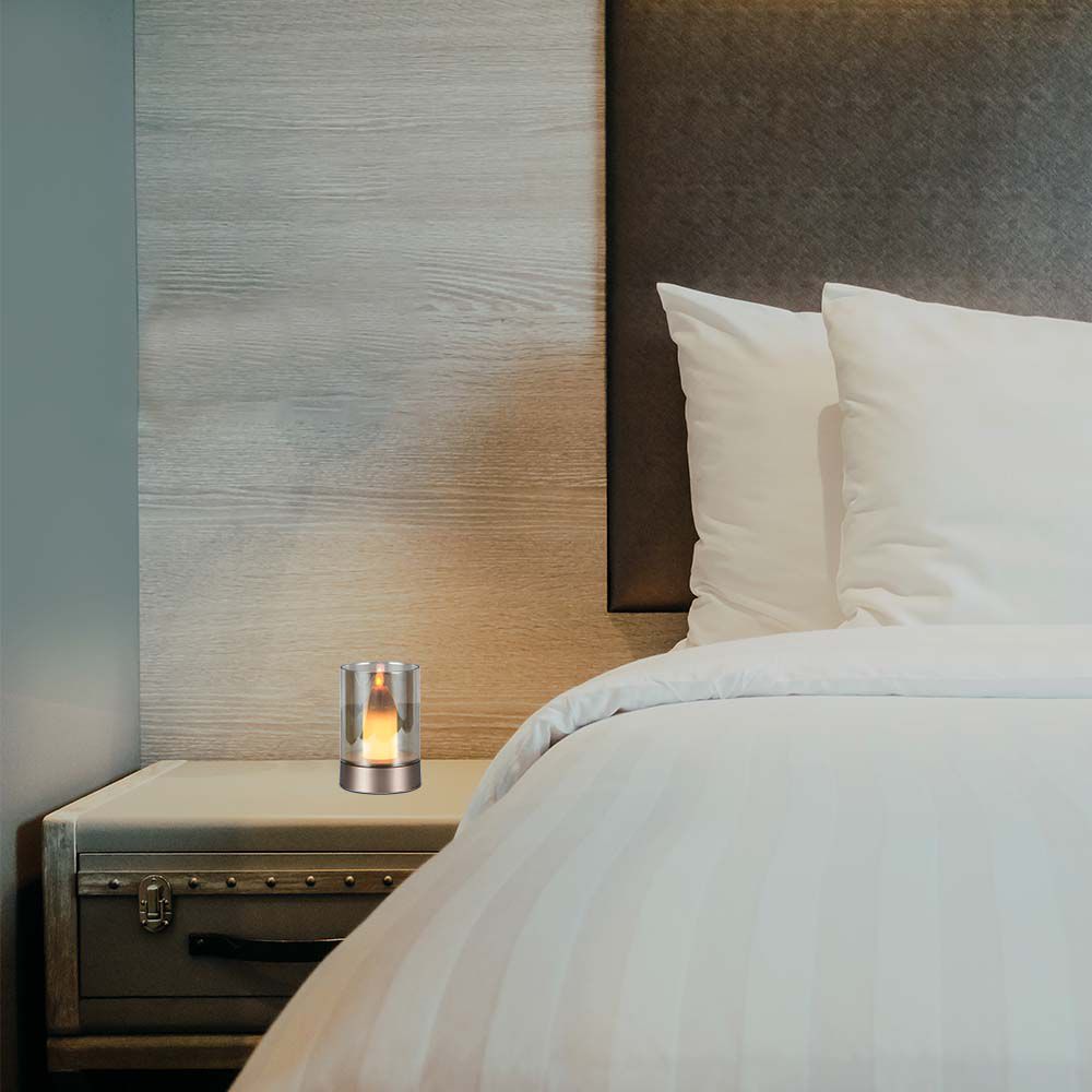 3W LED Candle Table Lamp 3000K Champagne Gold Amber Glass img 1