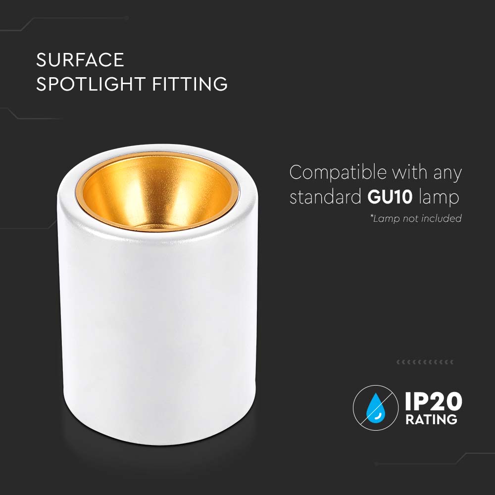 Surface Mounted GU10 Fitting Round White