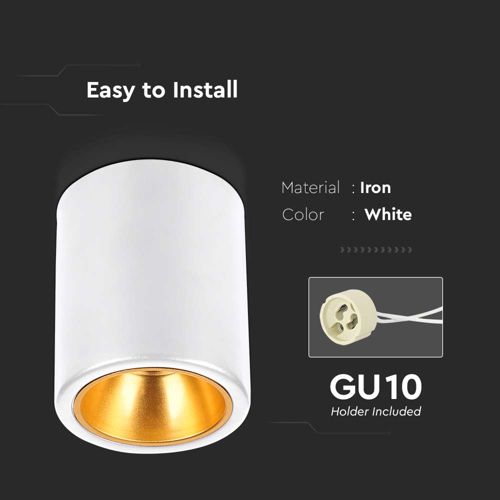 Surface Mounted GU10 Fitting Round White img 1