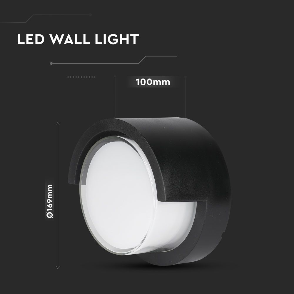 12W LED Wall SamiFrame Black Round 3000K