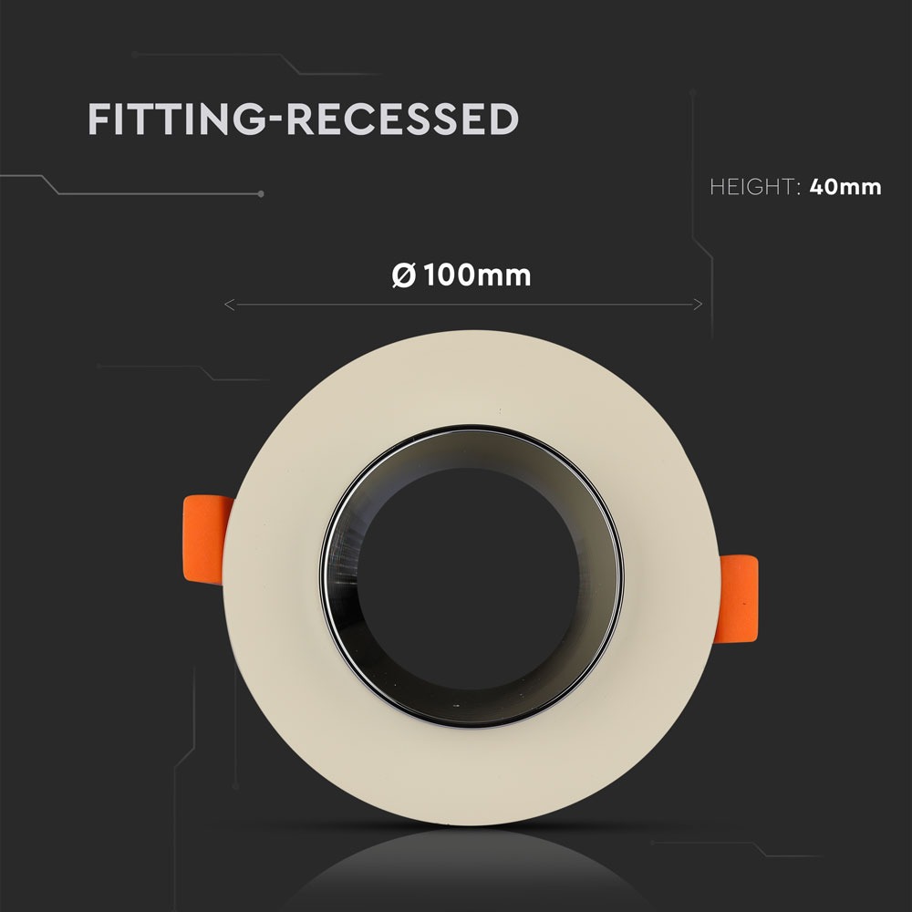 GU10 Fitting Concrete Metal Off White Recessed Light Chrome Rotondo