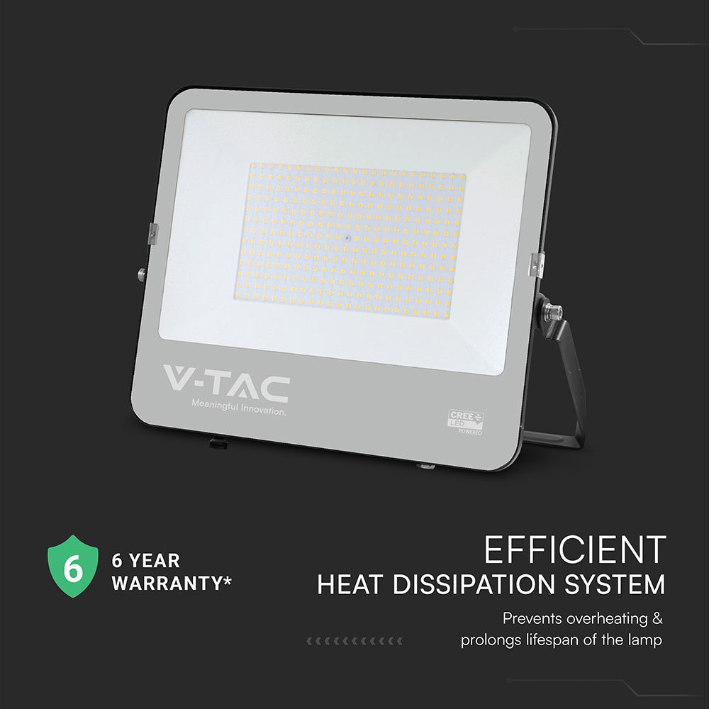 200W LED Floodlight CREE CHIP Black Body Grey Glass 4000K 135LM/W img 1