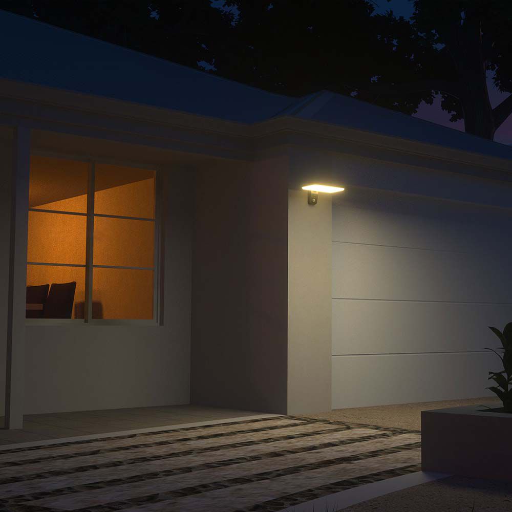 Lampada LED Solare 15W da Muro Rettangolare con Batteria LiFePO4 3.2V Colore Nero CCT: 6000K+4000K IP65 img 1