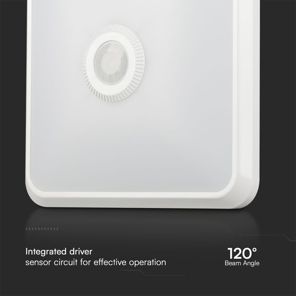 12W LED PIR Sensor Lamp SAMSUNG CHIP 3IN1 Square White Body img 4
